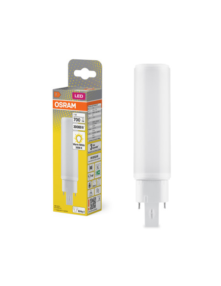 ŚWIETLÓWKA LED DULUX D/E 18LED 7W 3000K ciepła biała  HF G24Q-2 640LM 