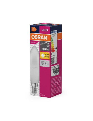 ŻARÓWKA LED VALUE CLB60 6.8W 2700K ciepła biała  806LM FR E14 