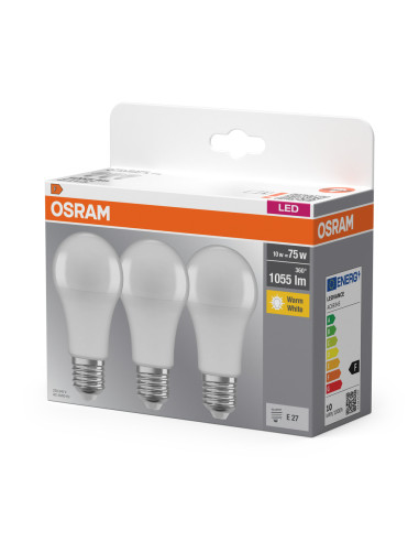  ŻARÓWKA LED  3-PAK LED BASE CLA75 10,5W 2700K ciepła biała E27 FR FS3 
