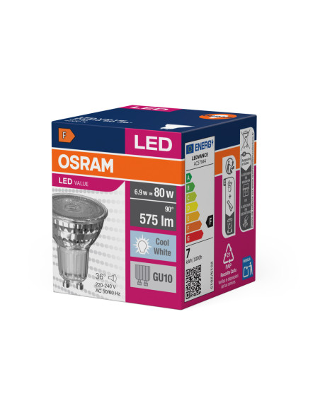 ŻARÓWKA LED VALUE PAR16 80 6,9W 4000K neutralna biała  575LM 36° GU10 GLASS 