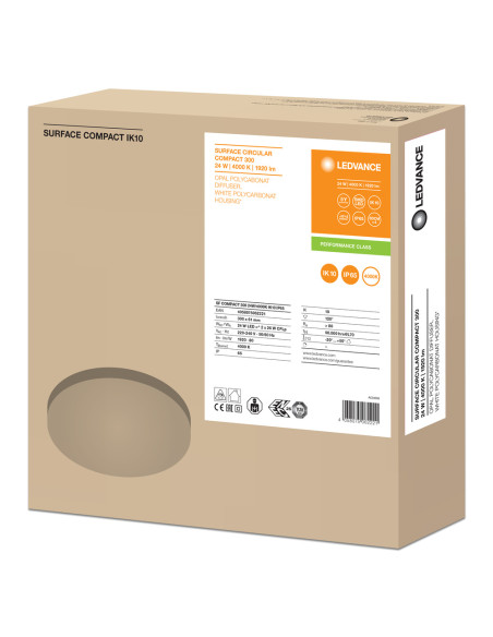 PLAFON SURFACE COMPACT 300 24W/4000K IK10 IP65 