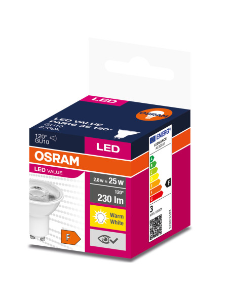ŻARÓWKA LED LVPAR16 35 2,8W 2700K ciepła biała  230LM 120° GU10 EUE 