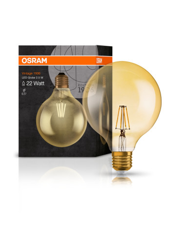 ŻARÓWKA LED 1906 VINTAGE LED GOLD GLOB125 3W/2400K 200LM E27 