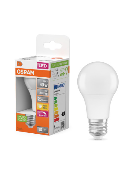 ŻARÓWKA LED SUPERSTAR CLA60 DIM FR 8,8W 2700K ciepła biała E27 806LM PLASTIC 