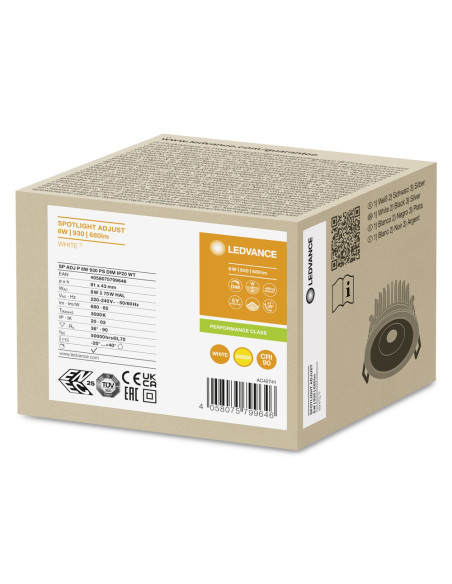 OPRAWA SPOT ADJUST P 8W 3000K ciepła biała CRI90  PS DIM IP20 WT 