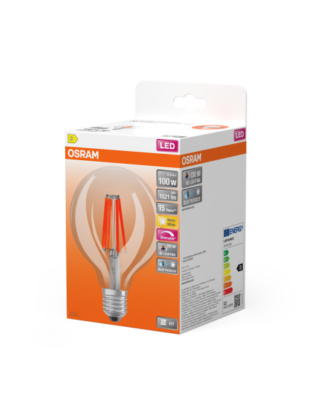 ŻARÓWKA LED SUPERSTAR RF G95 100 DIM 11W 2700K ciepła biała CRI90  FIL E27 1521LM 