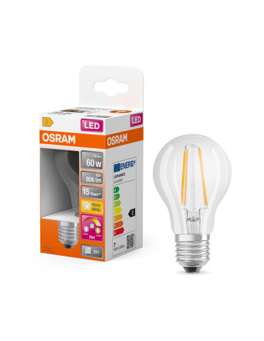 ŻARÓWKA LED STAR+ CLA60 FIL GLOW DIM 6,5W 2700K ciepła biała  220V E27 