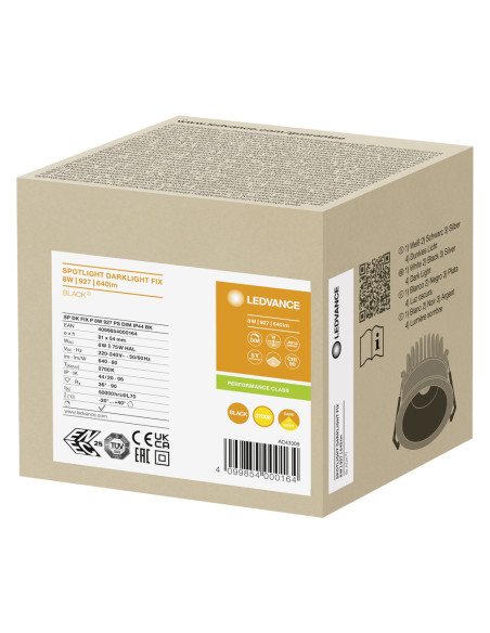 OPRAWA SPOT DK FIX P 8W 2700K ciepła biała CRI90  PS DIM IP44 BK 