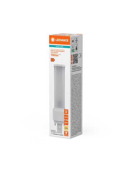 ŚWIETLÓWKA LED V DULUX LED D18 EM 7W 3000K ciepła biała  G24D-2 700LM 
