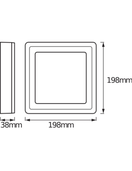 OPRAWA LED SQUARE 200MM 16W 750LM CLICK  