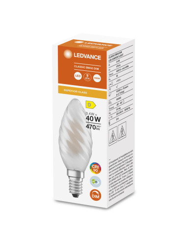 ŻARÓWKA LED COMFORT/SUPERIOR CLBW40 DIM 3,4W 4000K neutralna biała CRI90  GL FR E14 
