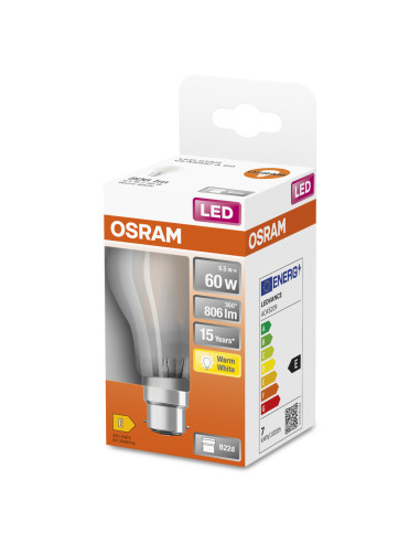 ŻARÓWKA LED STAR RF CLA60 6,5W 2700K ciepła biała  806LM 230V FIL GL FR B22D 