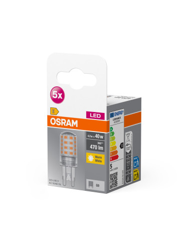 ŻARÓWKI LED 5-PAK BASE PIN40 CL 4,2W 2700K ciepła biała  470LM 230V G9 FS5 