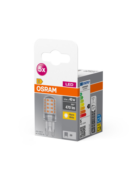 ŻARÓWKI LED 5-PAK BASE PIN40 CL 4,2W 2700K ciepła biała  470LM 230V G9 FS5 