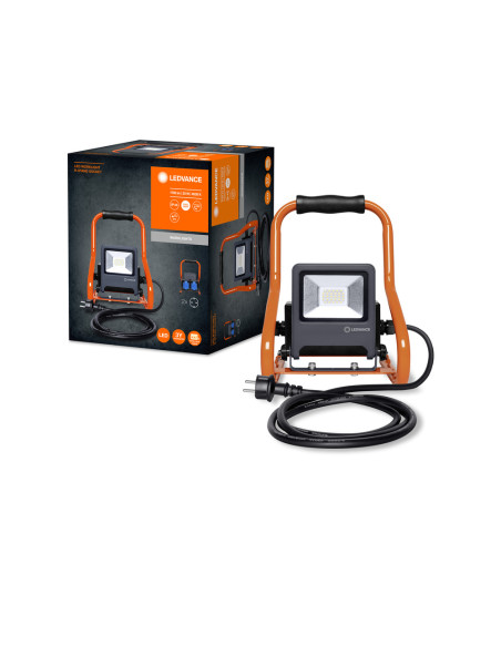 NAŚWIETLACZ LED WORKLIGHT 20W 4000K neutralna biała  1700LM R-STAND SOCKET  PRZENOŚNY Z GNIAZDEM 