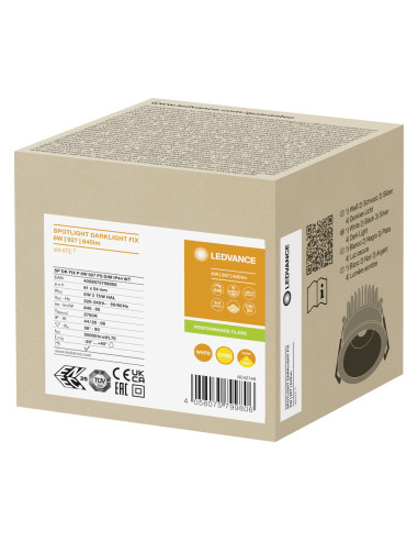 OPRAWA SPOT DK FIX P 8W 2700K ciepła biała CRI90  PS DIM IP44 WT 