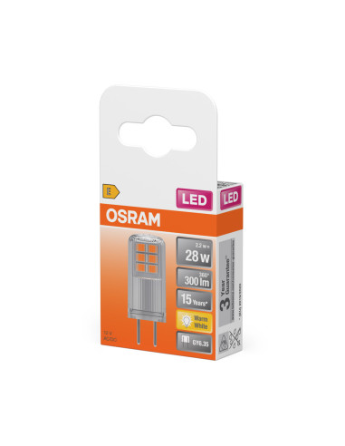 ŻARÓWKA LED PIN28 CL 2.2W 2700K ciepła biała  300LM 12V GY6.35 