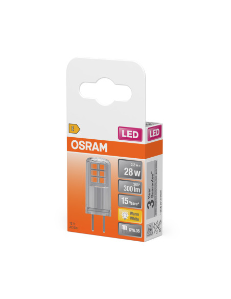 ŻARÓWKA LED PIN28 CL 2.2W 2700K ciepła biała  300LM 12V GY6.35 