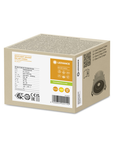 OPRAWA SPOT ADJUST P 8W 2700K ciepła biała CRI90  PS DIM IP20 BK 