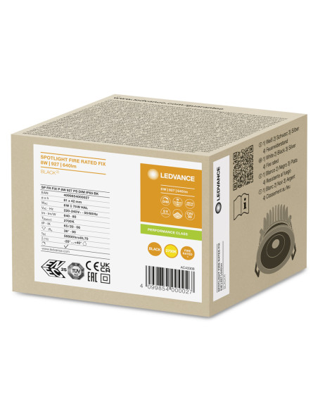 OPRAWA SPOT FP FIX P 8W 2700K ciepła biała CRI90  PS DIM IP65 BK 