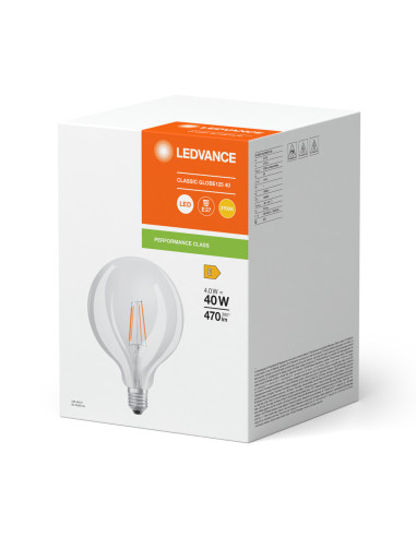 ŻARÓWKA LED P CL GLOBE125 40 4W 2700K ciepła biała  E27 FIL 470LM 