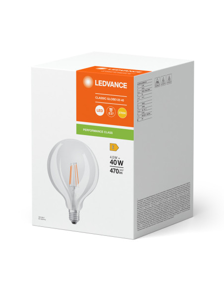 ŻARÓWKA LED P CL GLOBE125 40 4W 2700K ciepła biała  E27 FIL 470LM 