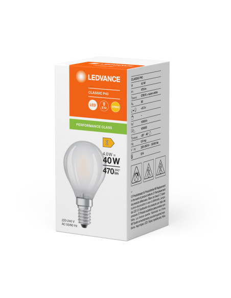 ŻARÓWKA LED P CLP40 4W 2700K ciepła biała  E14 FIL GL FR 470LM 