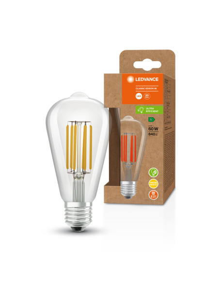 ŻARÓWKA LED ENERGY EFFICIENT EDISON60 4W 3000K ciepła biała FIL E27 KLASA A 