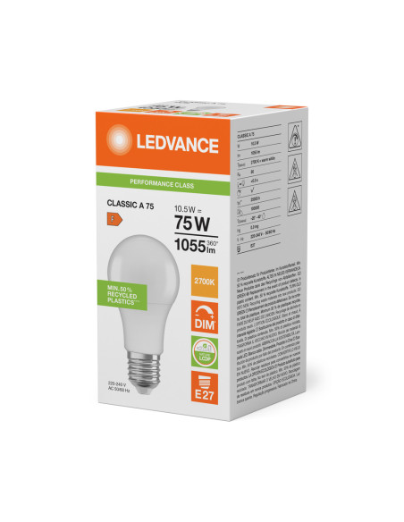 ŻARÓWKA LED P CLA75 DIM FR 10,5W 2700K ciepła biała  E27 1055LM PLASTIC 