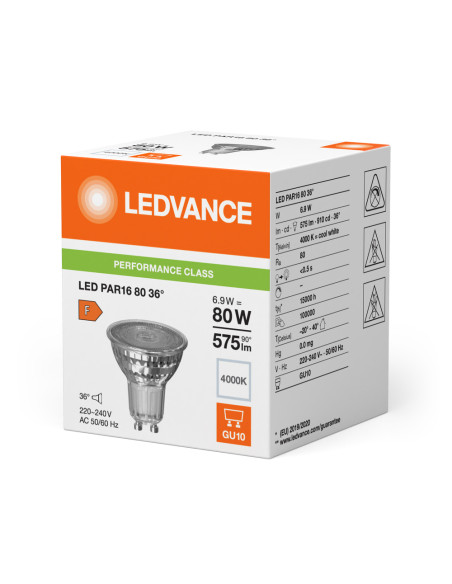 ŻARÓWKA LED P Spot PAR16 GL 80 36° 6,9W 4000K neutralna biała  GU10 575LM 