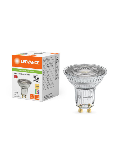 ŻARÓWKA LED P Spot PAR16 GL 35 36° DIM 3,4W 3000K ciepła biała CRI90  GU10 230LM 
