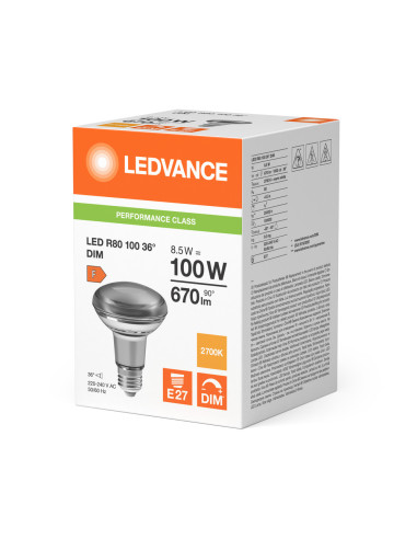 ŻARÓWKA LED P SPOT LED R80 GL 100 DIM 8,5W 2700K ciepła biała  E27 670LM 