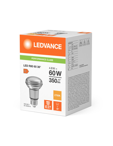 ŻARÓWKA LED P SPOT LED R80 GL 60 4,8W 2700K ciepła biała  E27 350LM 