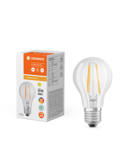 ŻARÓWKA LED S CLA60 DIM 5,8W 4000K neutralna biała CRI90  E27 FIL 806LM 
