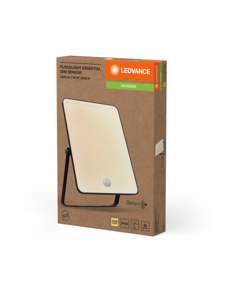 NAŚWIETLACZ FLOOD ESSENTIAL SENSOR 50W 3000K ciepła biała 4250LM BK IP65 
