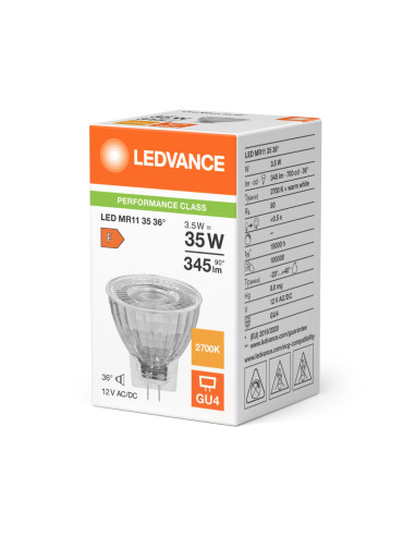 ŻARÓWKA LED P SPOT MR11 GL 35 36° 3.5W 2700K ciepła biała  GU4 12V 345LM 
