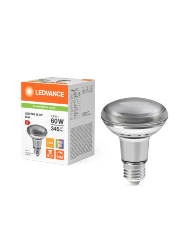 ŻARÓWKA LED P SPOT LED R80 GL 60 DIM 4,9W 2700K ciepła biała CRI90  E27 345LM 