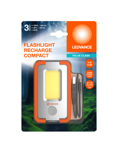 LATARKA KOMPAKTOWA FLASHL RECH COMP 400LM AKMULATOROWA 3000MAH 4H 