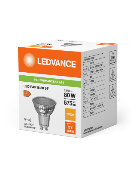 ŻARÓWKA LED P Spot PAR16 GL 80 36° 6,9W 2700K ciepła biała  GU10 575LM 