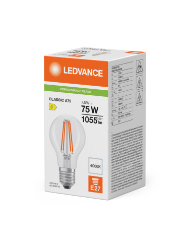ŻARÓWKA LED P CLA75 7,5W 4000K neutralna biała  E27 FIL 1055LM 