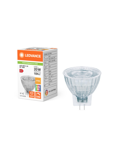 ŻARÓWKA LED P SPOT MR11 GL 20 36° DIM 2,8W 2700K ciepła biała CRI90  GU4 12V 184LM 