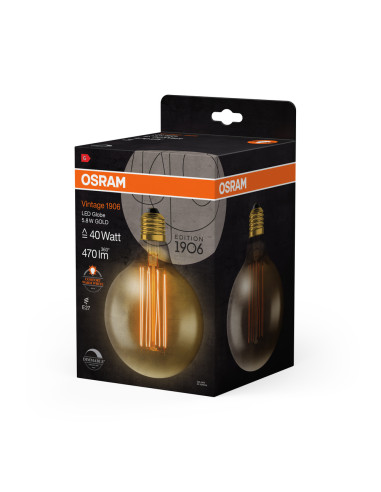 ŻARÓWKA LED 1906 VINTAGE LED GOLD GLOB125 DIM 5,8W/2200K 470LM E27 