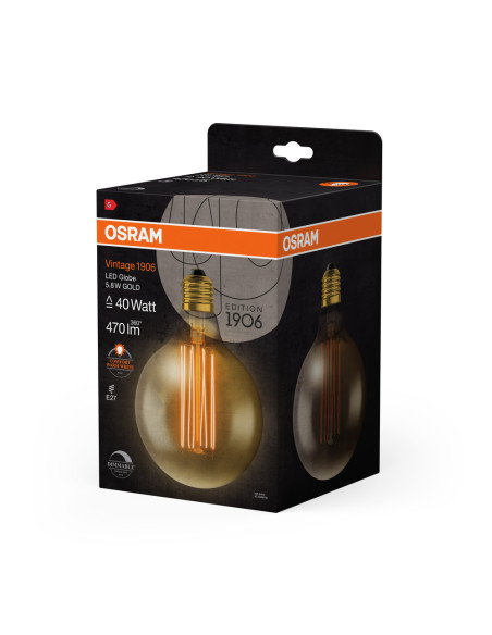 ŻARÓWKA LED 1906 VINTAGE LED GOLD GLOB125 DIM 5,8W/2200K 470LM E27 