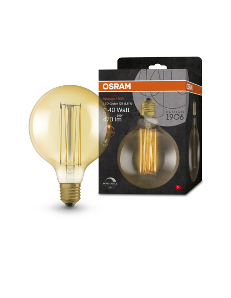 ŻARÓWKA LED 1906 VINTAGE LED GOLD GLOB125 DIM 5,8W/2200K 470LM E27 