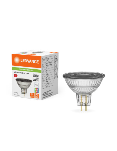 ŻARÓWKA LED P SPOT MR16 GL 20 36° DIM 3,4W 4000K neutralna biała CRI90  GU5.3 12V 230LM 