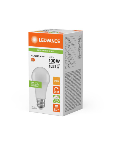 ŻARÓWKA LED P CLA100 DIM FR 14W 2700K ciepła biała  E27 1521LM PLASTIC 