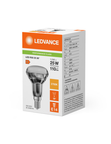 ŻARÓWKA LED P SPOT LED R50 GL 25 1,5W 2700K ciepła biała  E14 110LM 
