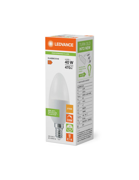 ŻARÓWKA LED P CLB40 DIM FR 4,8W 2700K ciepła biała  E14 470LM  PLASTIC 