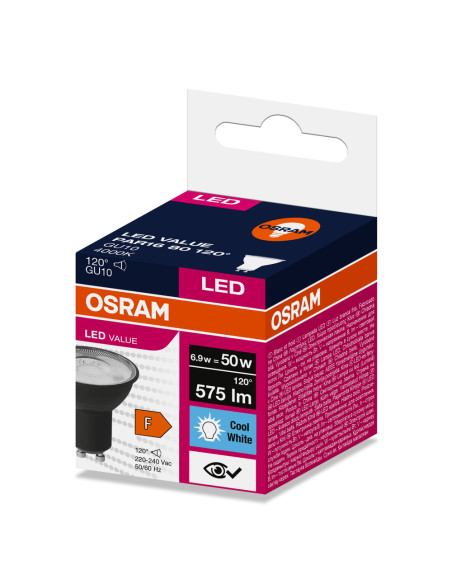 ŻARÓWKA LED LVPAR16 80 6,9W 4000K neutralna biała  575LM 120° GU10 EUE CZARNA 