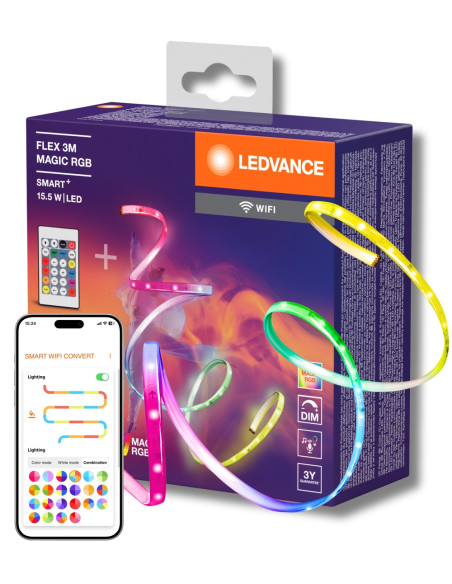 TAŚMA SMART WIFI FLEX MAGIC 3M 15,5W RGB + RC IP20 PASEK 